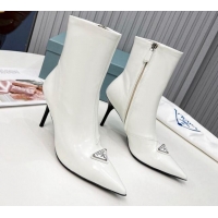 Good Quality Prada Brushed Leather Ankle Boots 8.5cm 101104 White