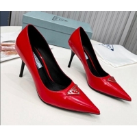 Stylish Prada Brushed Leather High Heel Pumps 8.5cm Red 101115