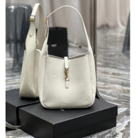 Top Grade SAINT LAUREN LE 5 A 7 SOFT SMALL HOBO BAG IN SMOOTH LEATHER 713938 white