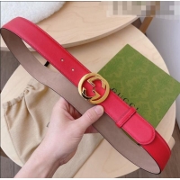 Famous Brand Gucci Calf Leather Belt 3.7cm GG2832 Red/Gold 2021