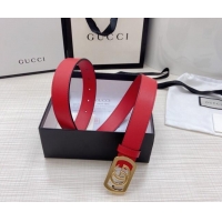 Good Product Gucci Leather Belt 3cm with Framed GG Buckle GG2834 Red 2021