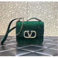 Popular Style VALENTINO GARAVANI VSLING Shiny diamond Mini shoulder bag XW20808 green