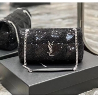 Grade SAINT LAURENT JAMIE MEDIUM CHAIN BAG CARRE RIVE GAUCHE IN SEQUINS AND SEQUINED TWEED 515821 BLACK