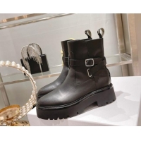 Grade Quality Celine Calfskin Ankle Boots with Buckle Black 090710