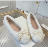 Stylish Celine Fur Flat Slippers White 090715