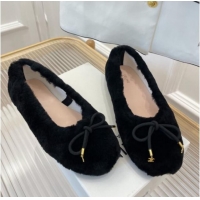 Good Quality Celine Fur Flat Slippers Black 090716