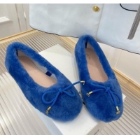 Good Product Celine Fur Flat Slippers Blue 090718