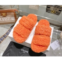 Good Looking Celine Logo Wool Slide Sandals Orange 110113