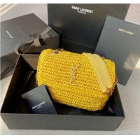 Good Looking SAINT LAURENT NIKI SMALL CHAIN BAG IN RAFFIA 498892 YELLOW