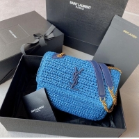 Top Quality SAINT LAURENT NIKI SMALL CHAIN BAG IN RAFFIA 498892 blue