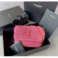 Well Crafted SAINT LAURENT NIKI SMALL CHAIN BAG IN RAFFIA 498892 ROSE