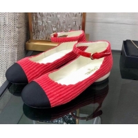 Best Product Chanel Corduroy Mary Janes Ballerinas G39281 Red