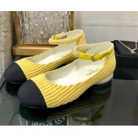 New Style Chanel Corduroy Mary Janes Ballerinas G39281 Yellow