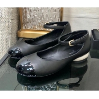 Duplicate Chanel Calfskin Mary Janes Ballerinas G39281 Black