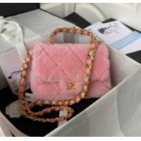 Famous Brand CHANEL SMALL FLAP BAG & Gold-Tone Metal AS3499 pink