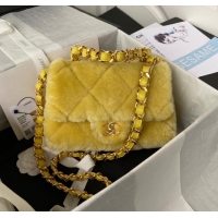 Top Quality CHANEL SMALL FLAP BAG & Gold-Tone Metal AS3499 yellow