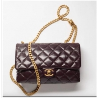 Promotional CHANEL FLAP BAG Lambskin & Gold-Tone Metal AS3609 Dark Brown