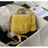 Good Product CHANEL SMALL FLAP BAG & Gold-Tone Metal AS3498 yellow