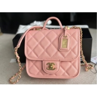 Good Product Chanel MINI FLAP BAG WITH TOP HANDLE AS3652 pink