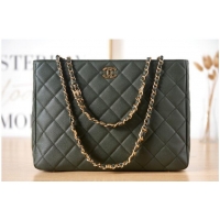 Good Product CHANEL Grained Calfskin & Gold-Tone Metal SHOPPING BAG AS3583 blackish green