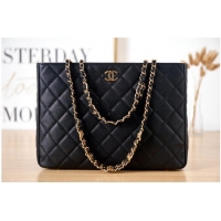 Traditional Specials CHANEL Grained Calfskin & Gold-Tone Metal SHOPPING BAG AS3583 black