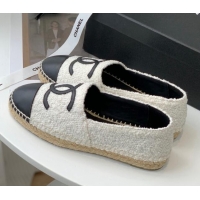 Good Looking Chanel Tweed Espadrilles G29762 White