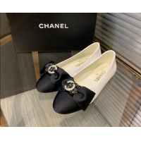 Sumptuous Chanel Calfskin Ballerinas with Bow White 082734