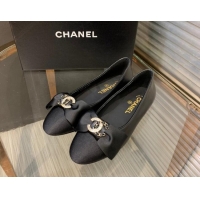 Classic Hot Chanel Calfskin Ballerinas with Bow Black 082735