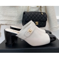 Good Product Chanel Lambskin Heel Mules White 090738