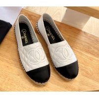 Low Cost Chanel Quilted Lambskin Espadrilles Optic White 090809