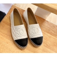 Duplicate Chanel Quilted Lambskin Espadrilles Cream White 090812