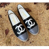 Duplicate Chanel Lambskin Espadrilles Black 090813