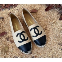 Duplicate Chanel Lambskin Espadrilles Beige 090816