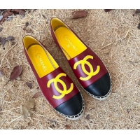 Hot Style Chanel Lambskin Espadrilles Burgundy 090819