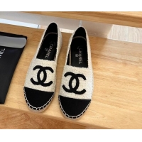 Sumptuous Chanel Shearling Espadrilles White/Black 090820