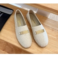 Good Quality Chanel Shearling Espadrilles White/Gold 090822