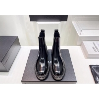 Purchase Chanel Patent Leather Chelsea Ankle Boots with Chain Black 090831