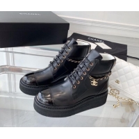 Discount Fashion Chanel Calfskin Platform Lace-ups G39332 Black