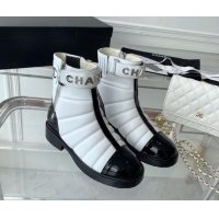 Top Grade Chanel Quilted Lambskin Ankle Boots White 092117