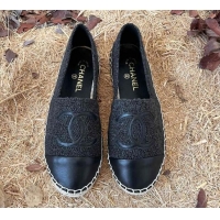 Discount Chanel Shearling Espadrilles Black 2101226