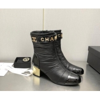 Perfect Chanel Down Ankle Boots with CHANEL Buckle 5.5cm Black 101230