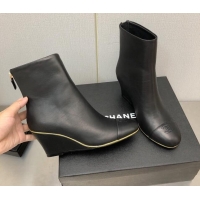 AAAAA Chanel Lambskin Wedge Ankle Boots 6.5cm Black 101237