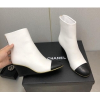 Super Quality Chanel Lambskin Wedge Ankle Boots 6.5cm White 101238