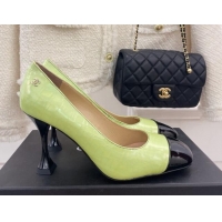 Best Price Chanel Stone Embossed Leather High Heel Pumps 9cm Green 101278