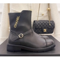 Discount Chanel Calfskin Ankle Boots Black 101294