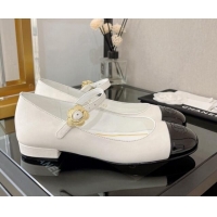 Super Quality Chanel Calfskin Mary Janes Ballerinas G39582 White 101298