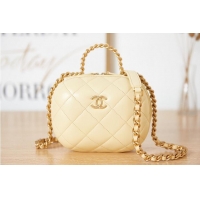 Promotional Discount Chanel 22S top handle cosmetic bag AS3066 light yellow