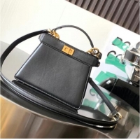 Top Quality FENDI Peekaboo ISeeU Petite padded nappa leather bag 8BN335 black