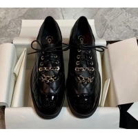 Lowest Price Chanel Calfskin Lace-ups Flat with Chain Black 012104