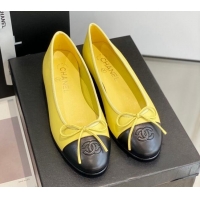 Best Price Chanel Lambskin Ballerinas with Bow Yellow 1012118